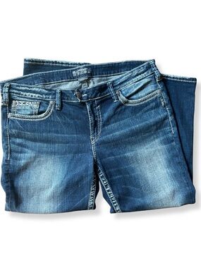Silver Jeans Tuesday Mid Capri Crop Jeans Women’s 40x24.5 Dark Wash Stretch